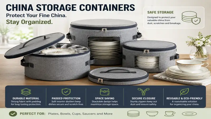 china storage containers for organizing and protecting fine china and delicate dinnerware