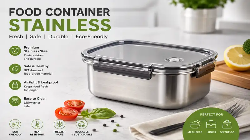 food container stainless for meal prep and food storage with secure lid