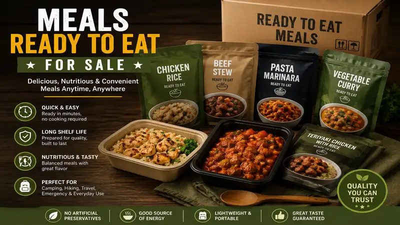 meals ready to eat for sale displayed in convenient packaging for quick and easy dining