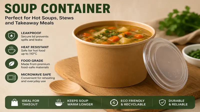 soup container with secure lid for hot food storage and takeaway meals
