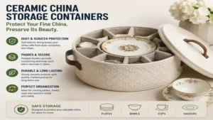 ceramic china storage containers with padded sections for safe fine china storage