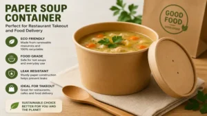 paper soup container for restaurant takeout and food delivery packaging