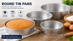 round tin pans for cakes pies and baked desserts