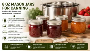 8 oz mason jars prepared for home canning jam and preserved foods