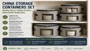 china storage containers set neatly arranged for protecting plates bowls and cups