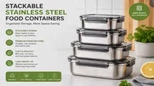 food container stainless stack for organized kitchen storage and space saving