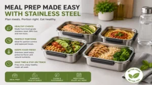 food container stainless for healthy meal prep and portion control