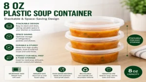 Stackable 8 oz plastic soup container for restaurant food packaging