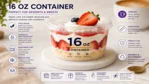 16 oz container perfect for desserts sweets yogurt and bakery presentation