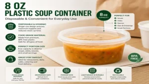 Disposable 8 oz plastic soup container for deli soups and side dishes