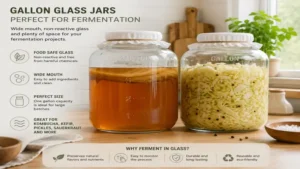 gallon glass jars used for kombucha brewing and home fermentation projects