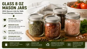 Glass 8 oz mason jars with secure lids for safe food storage solutions