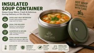 insulated soup container keeping soup warm during food delivery