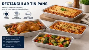 rectangular tin pans for lasagna roasting and baked dishes