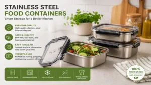 food container stainless in kitchen for reusable food storage solutions