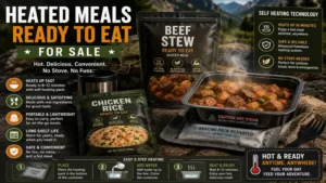 heated meals ready to eat for sale served with self heating food containers