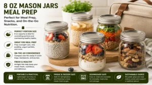 8 oz mason jars ideal for meal prep overnight oats and healthy snacks