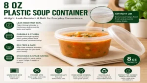 8 oz plastic soup container for takeout, catering, and food delivery