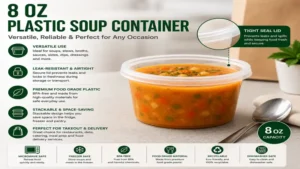 BPA free 8 oz plastic soup container for convenient food storage and transport