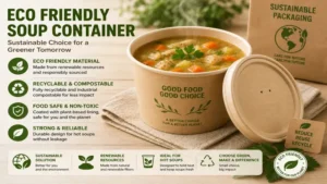 eco friendly soup container made from recyclable food packaging material