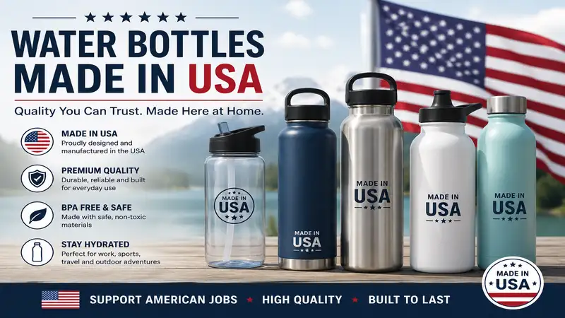 Premium water bottles made in usa displayed with durable designs and American craftsmanship