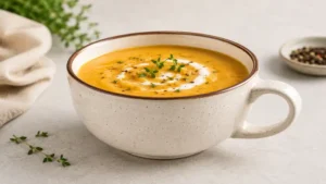 Ceramic bowl with handle for serving soup, oatmeal, and hot beverages