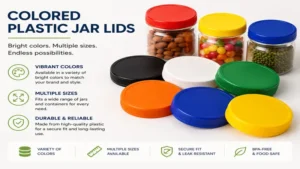 colored plastic jar lids available in vibrant colors and multiple size options