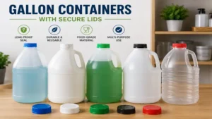 Durable gallon containers with secure lids designed for leak-proof storage