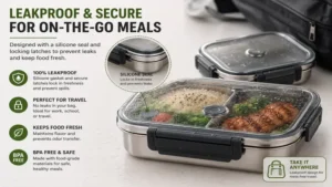 leakproof stainless steel bento containers designed to keep food fresh during travel and workdays
