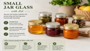 Small jar glass with a secure lid suitable for preserving homemade products
