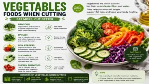 Healthy carbohydrate foods when cutting such as sweet potatoes, brown rice, oats, and whole grains for sustained energy