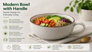 Modern bowl with handle in a minimalist style for contemporary kitchens