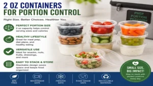 2 oz containers designed for portion control, snacks, and dietary meal planning