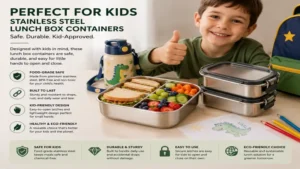 stainless steel lunch box containers designed for kids with durable and food-safe construction