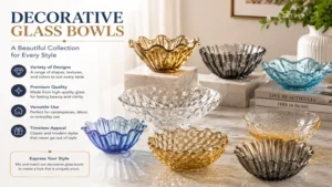 decorative glass bowls collection showcasing various shapes colors and artistic styles