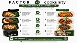 factor vs cookunity quality review comparing ingredient quality, flavor, meal portions, freshness, and packaging