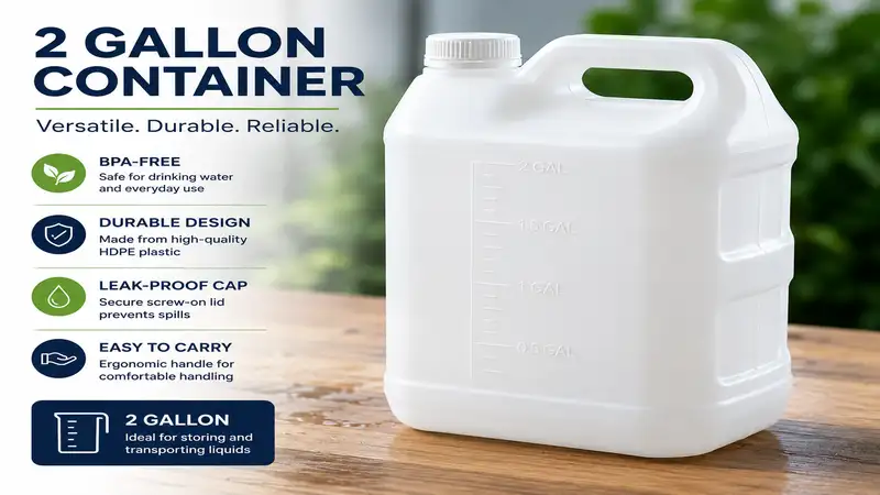 2 gallon container for storing and transporting liquids