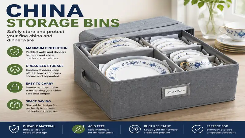 china storage bins for safely organizing and protecting fine china during storage