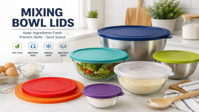 Mixing bowl lids for keeping ingredients fresh and preventing spills during food preparation
