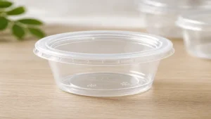 Clear 1 oz container with secure lid for food storage and portion control