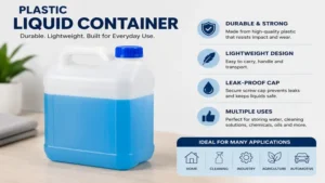 Plastic liquid container designed for everyday liquid storage and easy handling