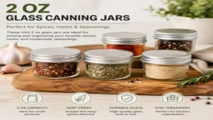 Small 2 oz glass canning jars used for spices, herbs, and homemade seasonings
