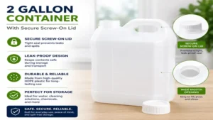 2 gallon container with a secure lid for storage
