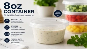 8oz container with airtight lid helping keep food fresh and organized