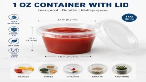 1 oz container with leak-resistant lid for liquids and snacks
