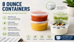 8 ounce containers with airtight lids to keep food fresh longer