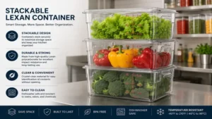 Stackable lexan container designed for organized food storage