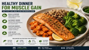 Healthy dinner option from 7 day meal plan for muscle gain