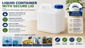 Liquid container with secure lid to help prevent leaks during storage and transport