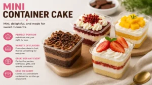 Mini container cake served in a small cup for parties, gifts, and individual desserts